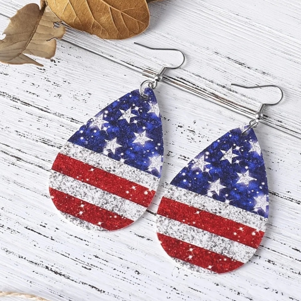 Stars and Stripes Red White and Blue Earrings NEW